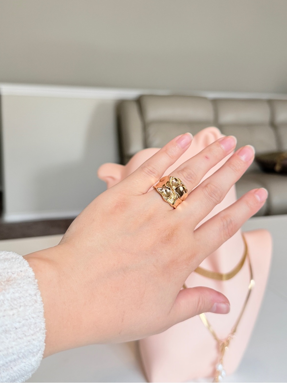 Gold Sculpted Statement Ring